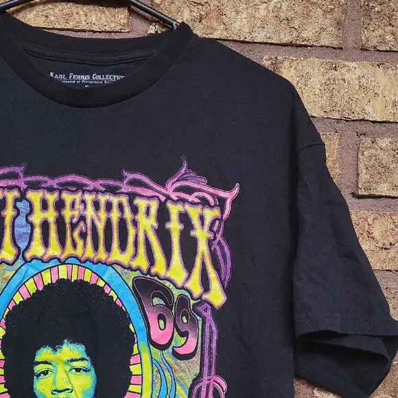 Karl Ferris Collection Jimi Hendrix Psychedelic Black Tee Size LARGE - Picture 6 of 7